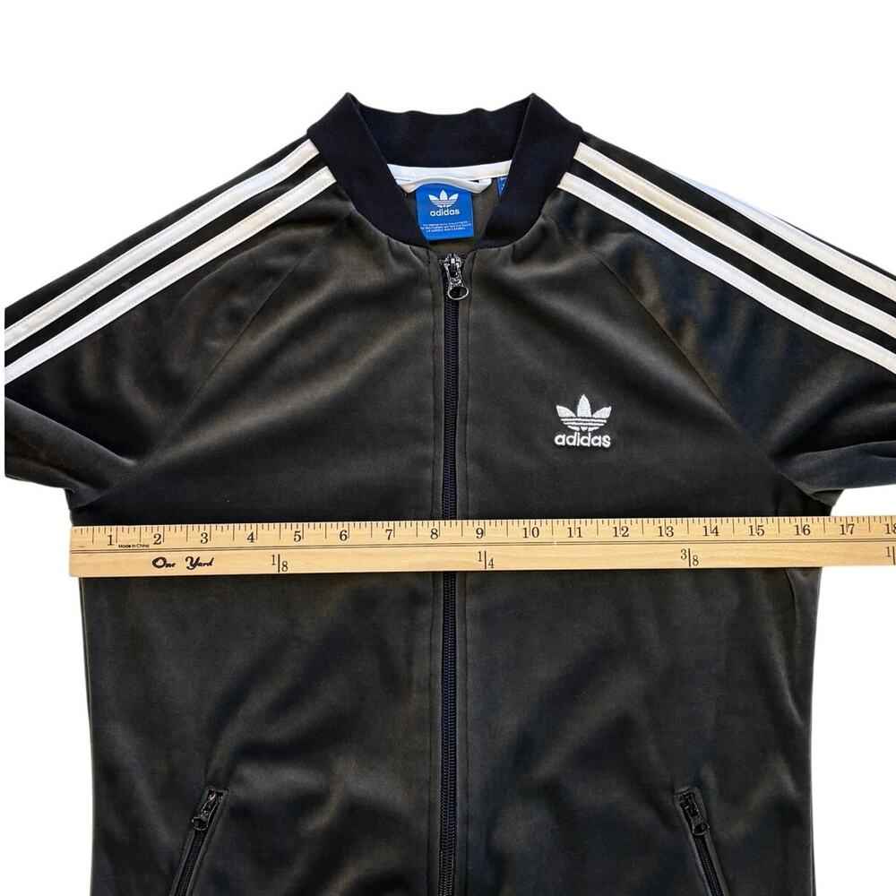 Adidas Track Jacket Girl Large Gray Velour Velvet Full Zip Streetwear Hip Hop - Picture 9 of 10